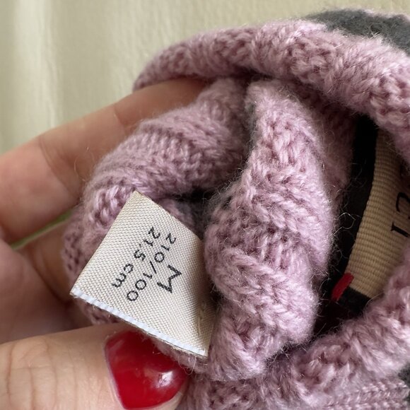 NWT Gucci Cashmere Gloves Pink Grey GG Fingerless Size M 100% Authentic - Picture 8 of 8